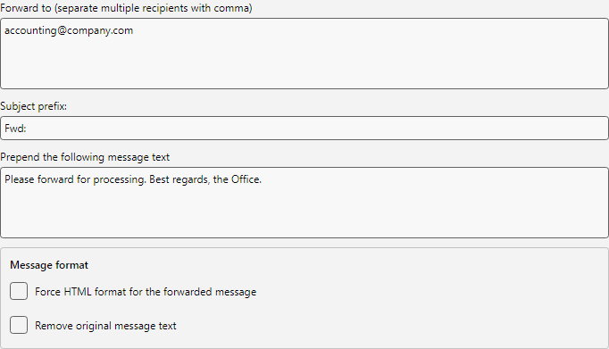Recipients and cover text
