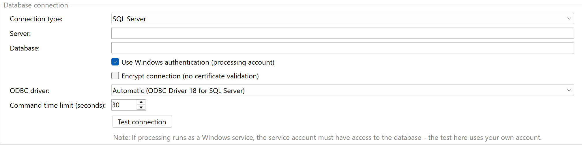 Database connection