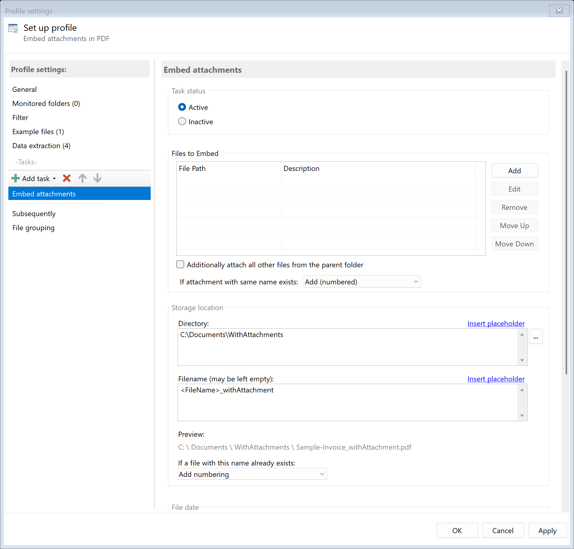 Task: Embed Attachments