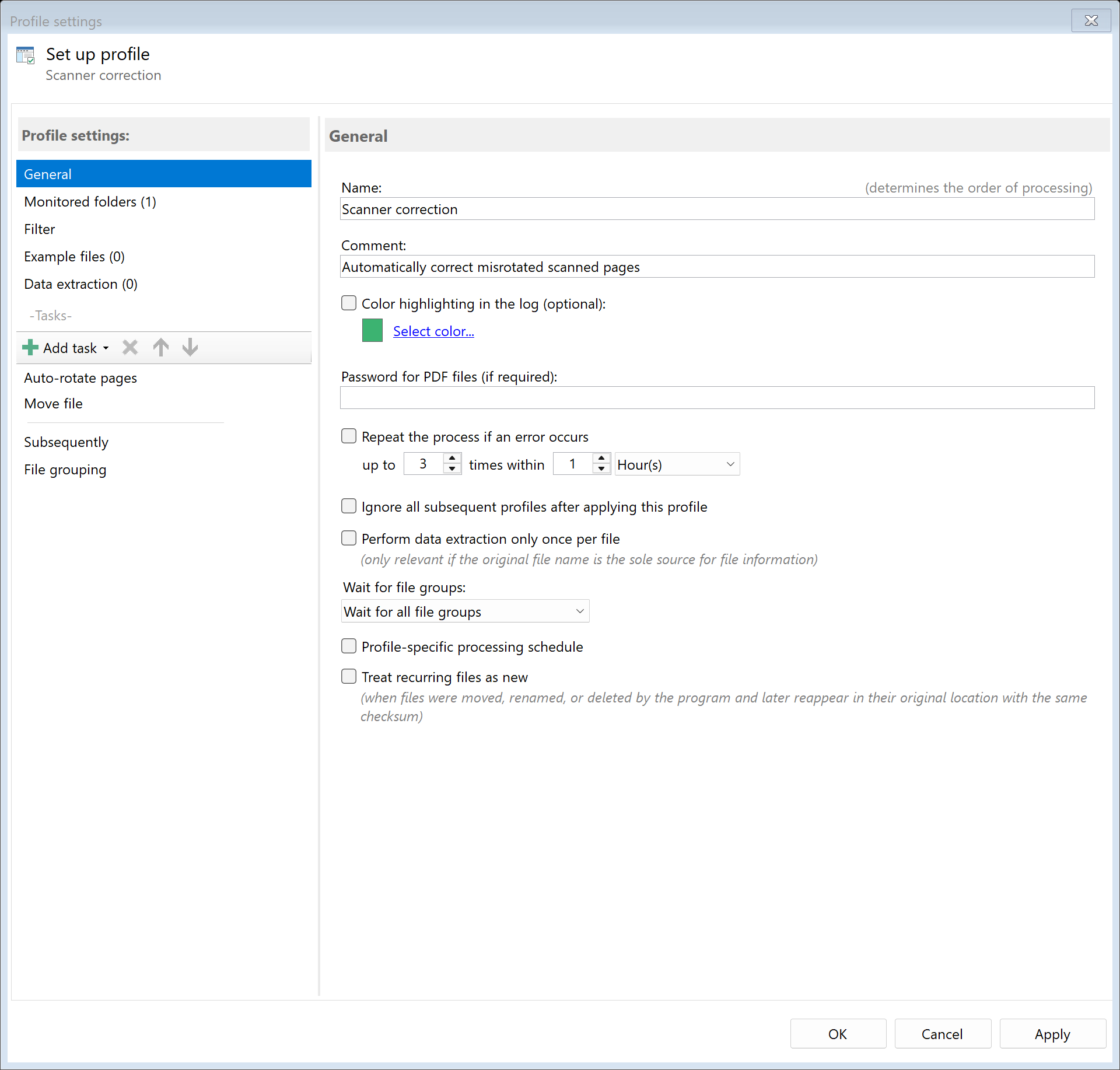 Profile for scanner correction