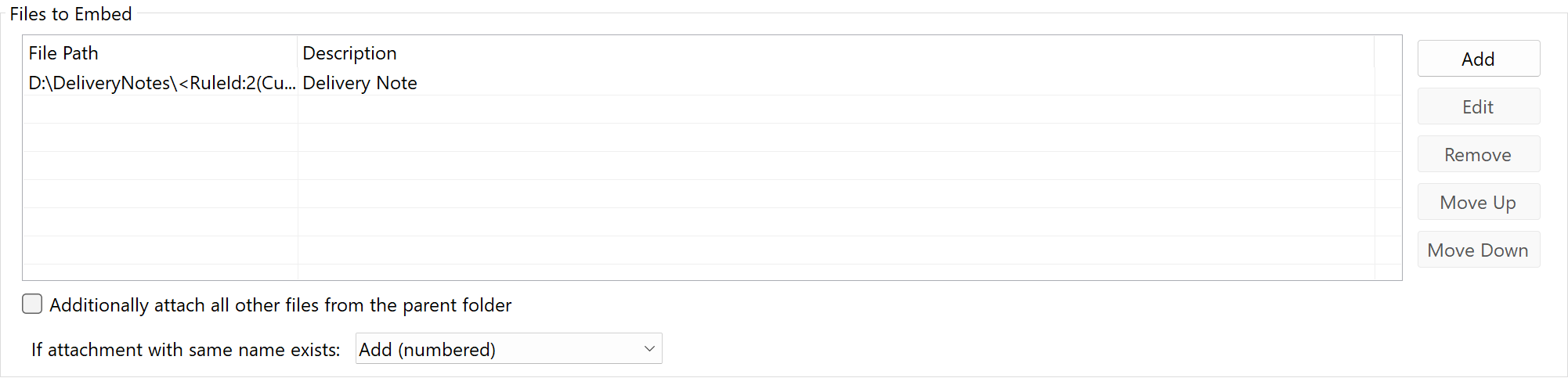 Files to embed settings