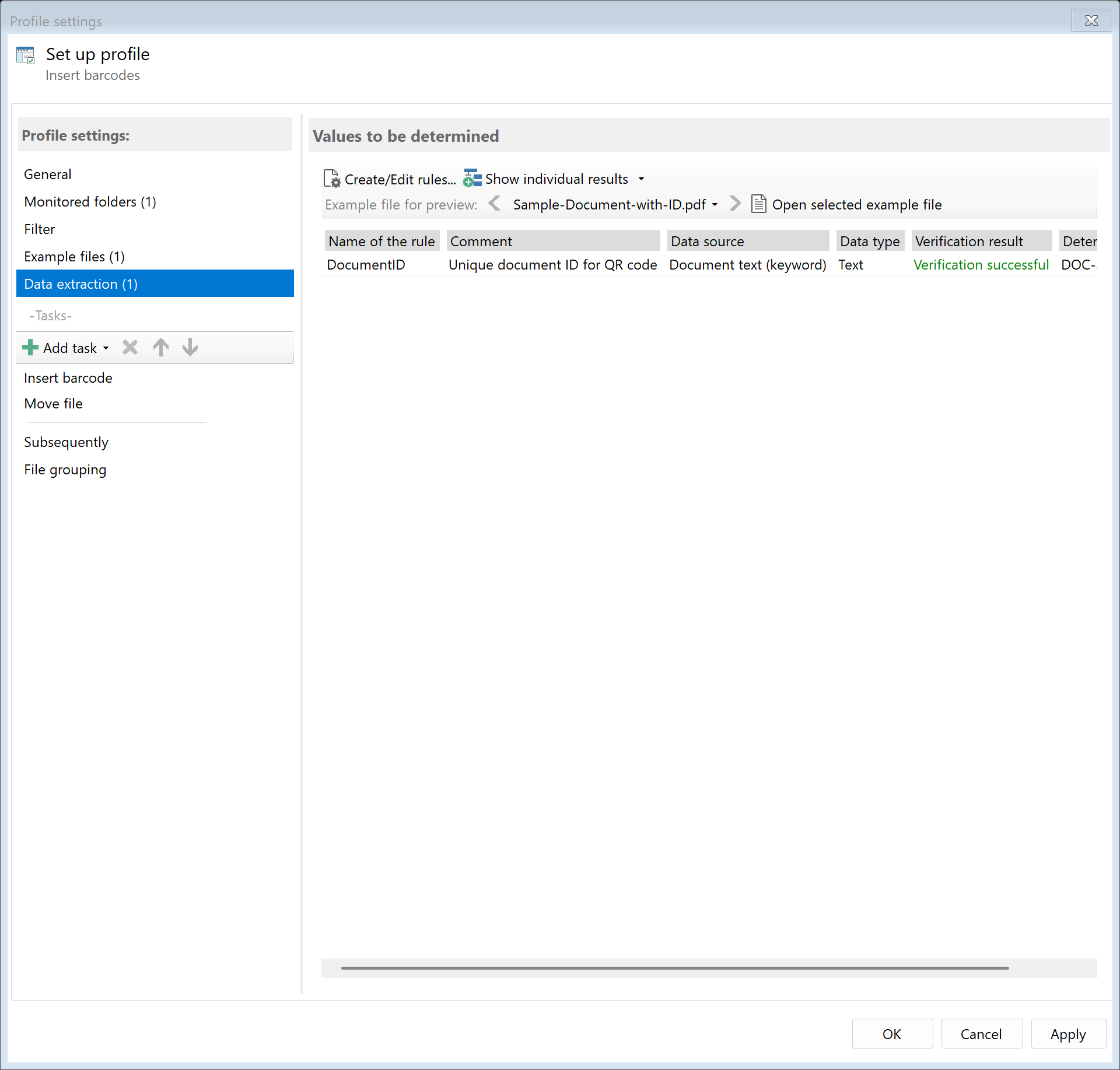 Extract data for barcode