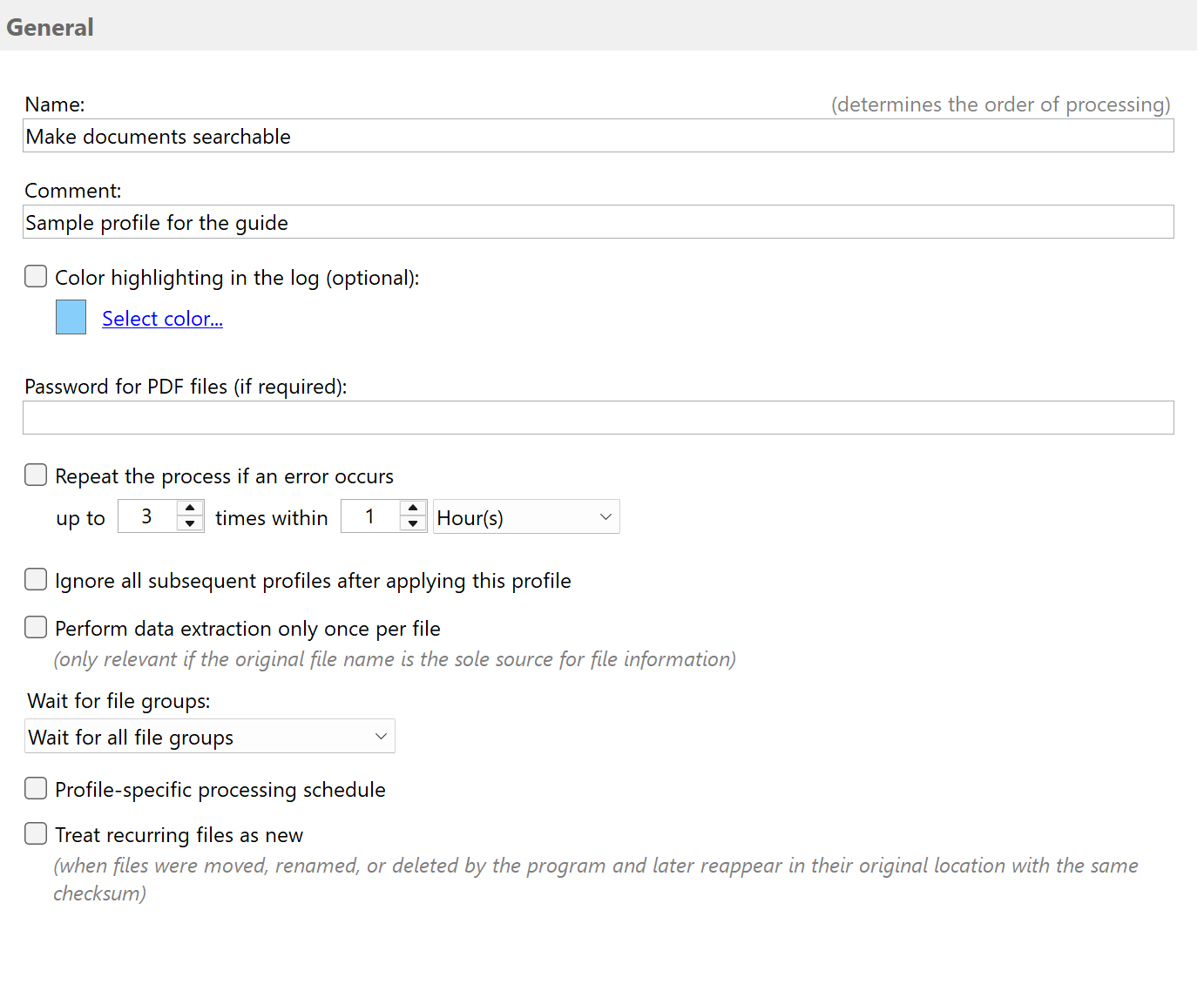 Create profile for auto-ocr