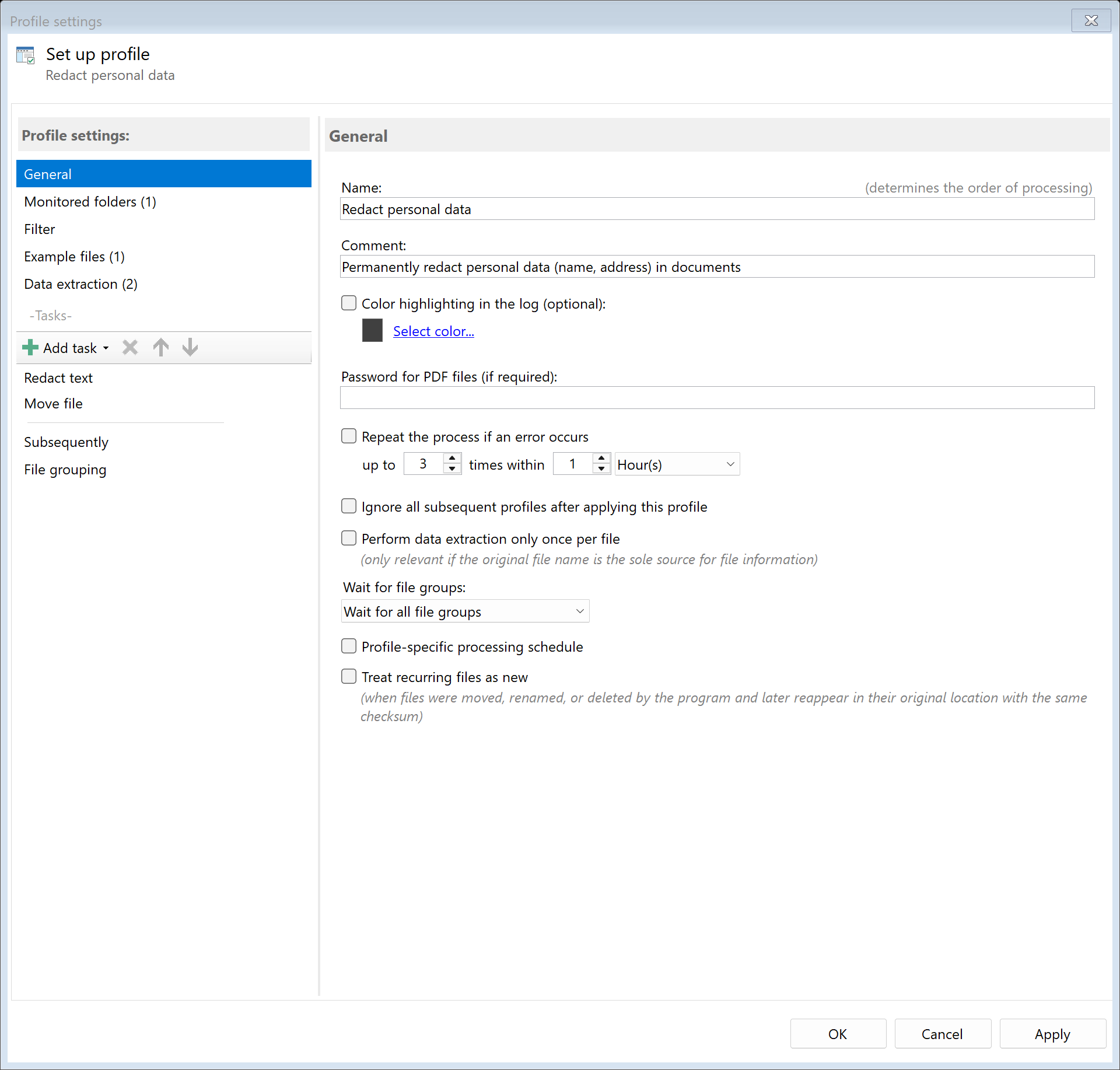 Profile for anonymizing personnel data