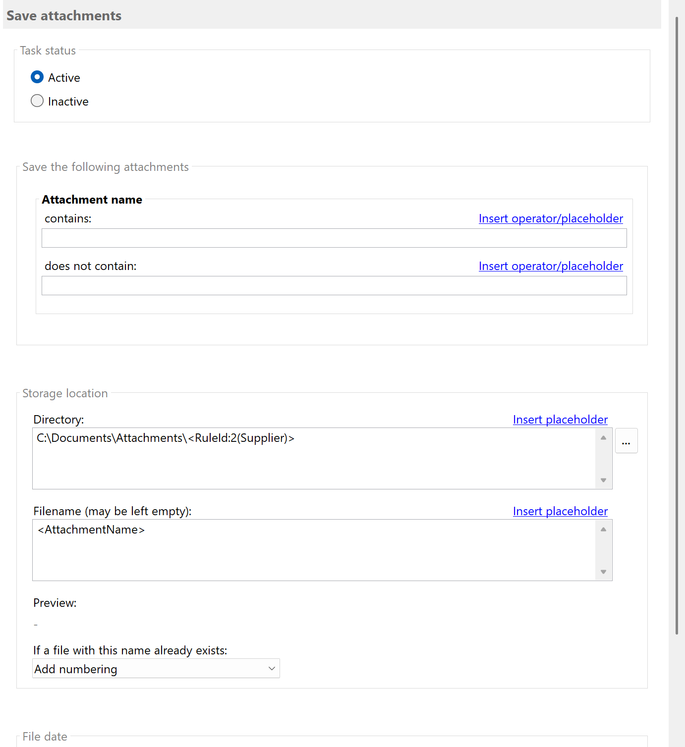 Storage location for PDF attachments