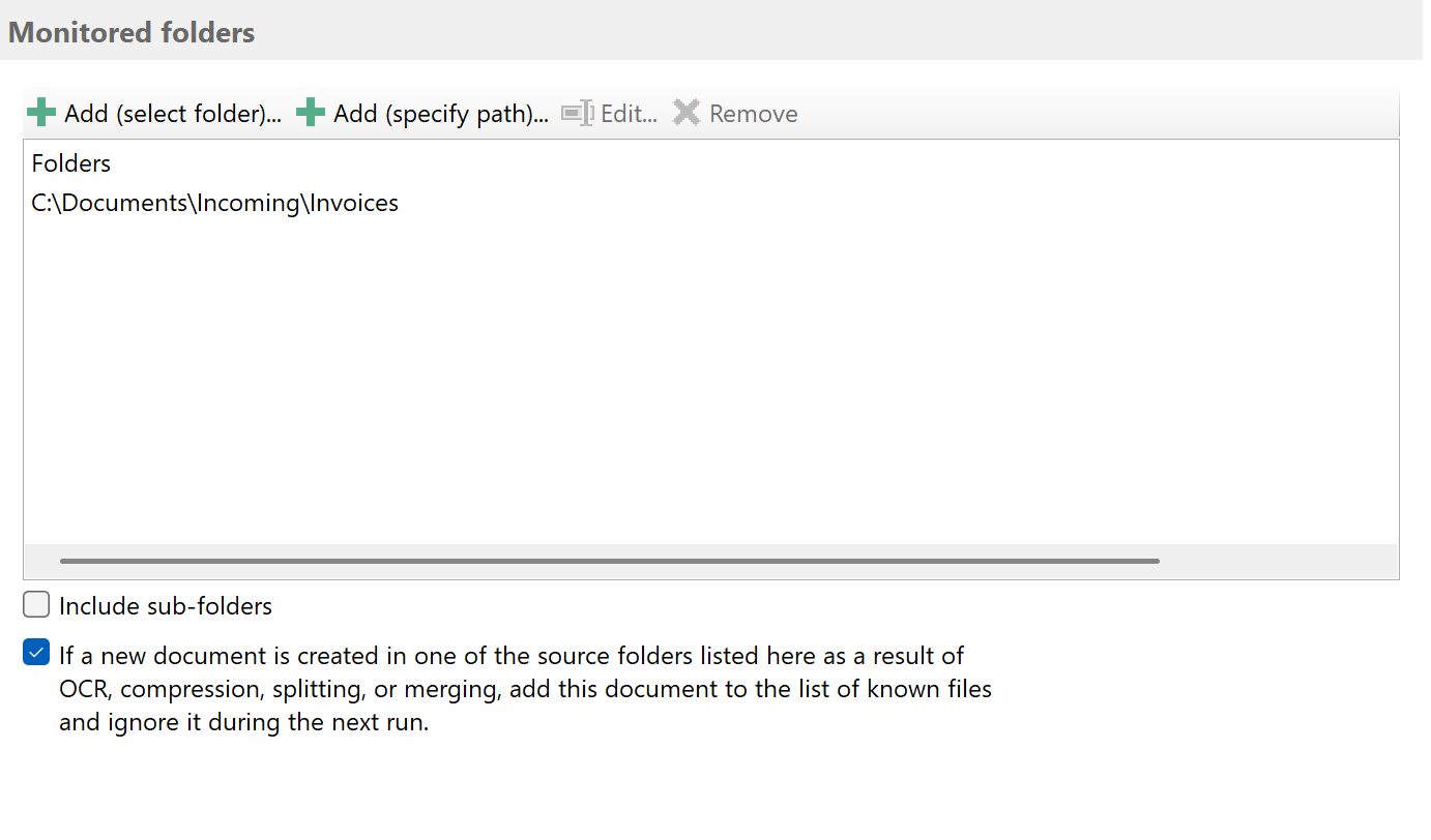 Monitore invoice folder