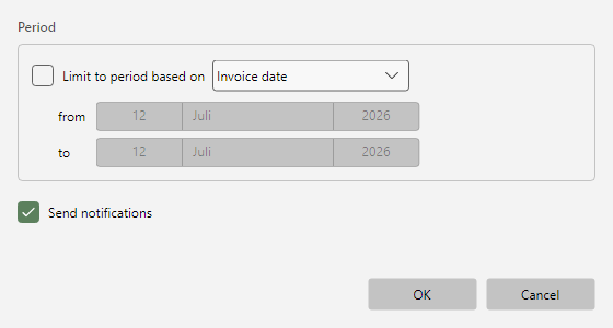 Catch-up dialog with profile list, period limitation, and notification option